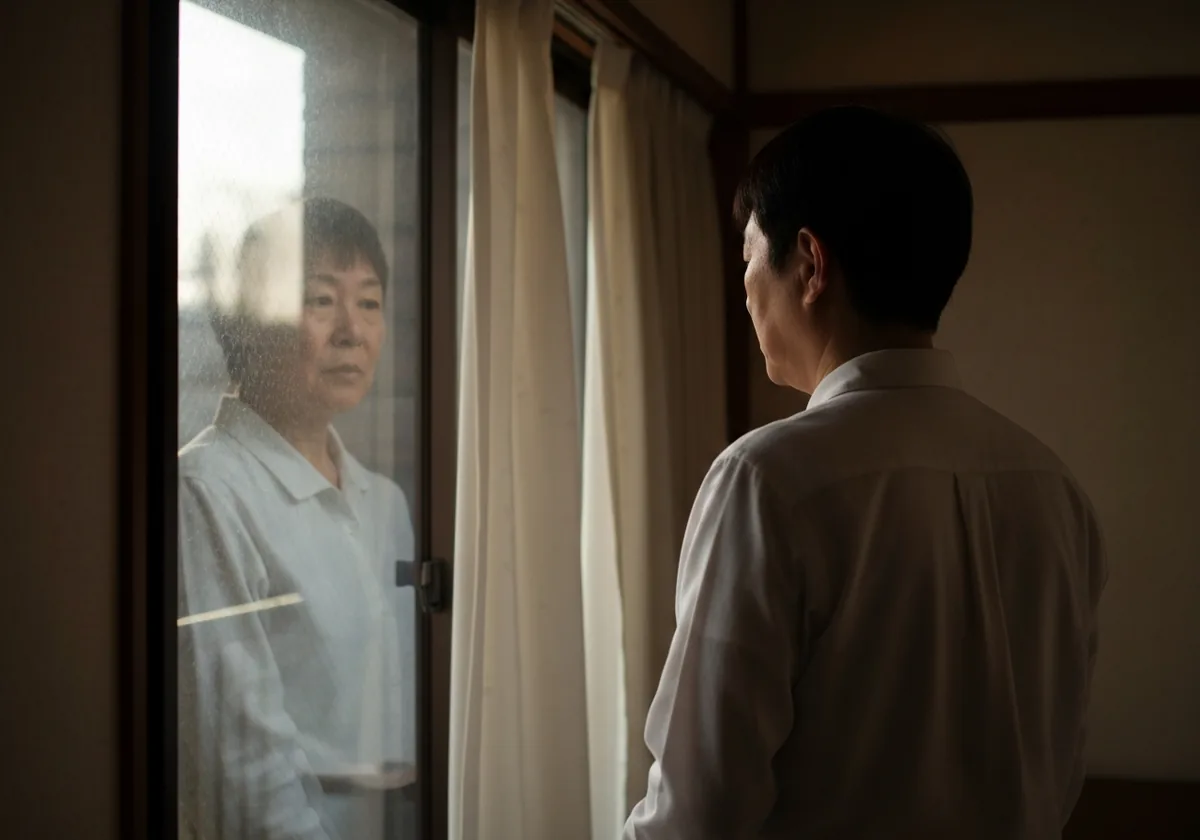 窓に映る静かな自分の輪郭、自分の姿を確かめる朝の時間