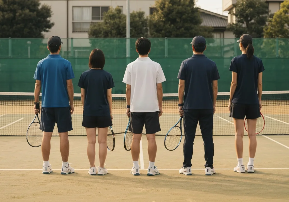 順番待ちで列に並ぶ生徒たちの後ろ姿